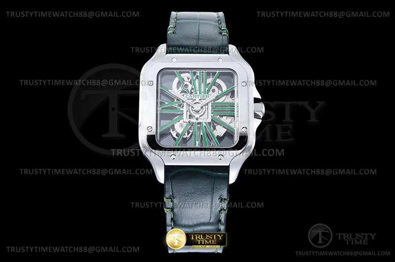 CAR0639B -Santos Cartier Skeleton 40mm SS/LE Grn Ske RICH 9611MC