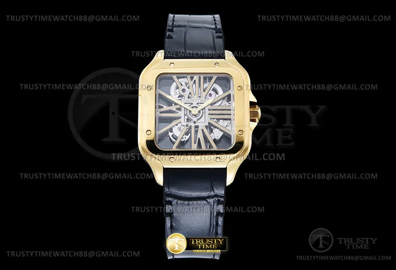 CAR0639E - Santos De Cartier Skeleton 40mm YG/LE Ske RICH 9611MC
