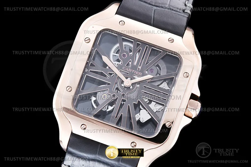 CAR0639F - Santos De Cartier Skeleton 40mm RG/LE Ske RICH 9619MC
