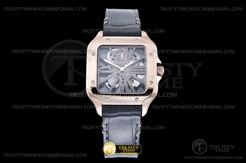 CAR0639F - Santos De Cartier Skeleton 40mm RG/LE Ske RICH 9619MC