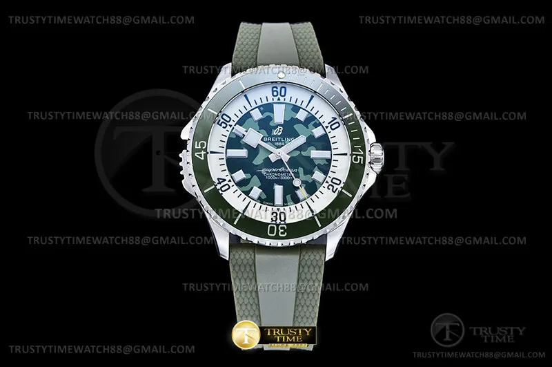 BSW0551B - Superocean 46mm Blue SS/RU Camo Grn BLF Asia 2824
