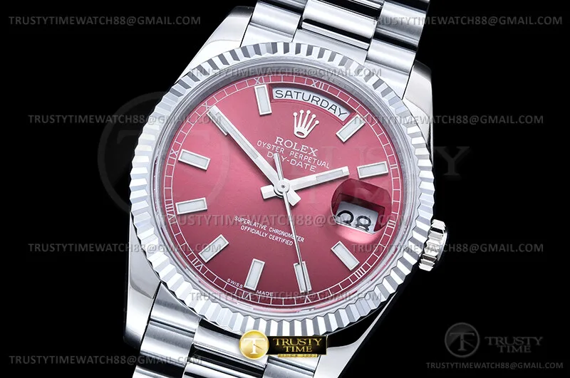 RDD0391C - DayDate 36mm Wt 904L Flt SS/SS Red/Stk QF V2 A2836
