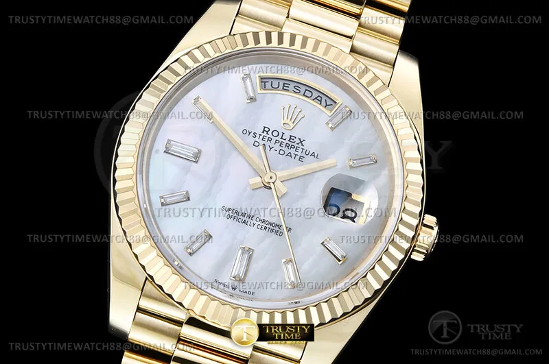 RDD0395H - DayDate 40mm 904L Flt Wt YG/YG W.MOP/B.Dia TMF VR3255