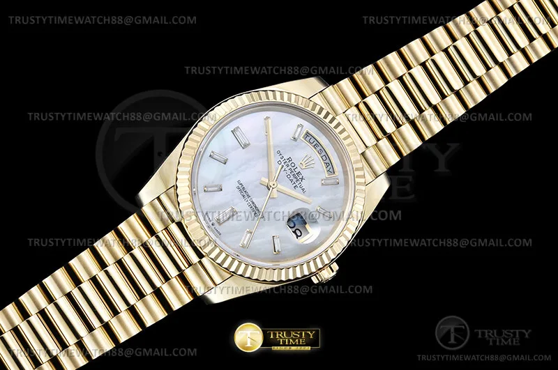 RDD0395H - DayDate 40mm 904L Flt Wt YG/YG W.MOP/B.Dia TMF VR3255