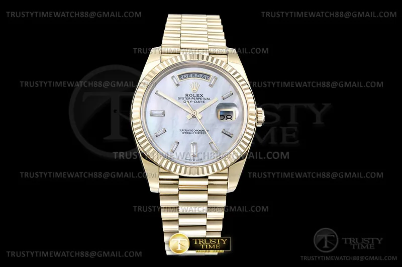 RDD0395H - DayDate 40mm 904L Flt Wt YG/YG W.MOP/B.Dia TMF VR3255