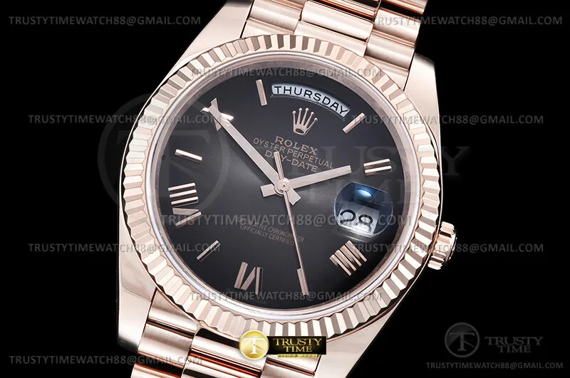 RDD0399C - DayDate 40mm Flt Wt RG/RG O.Blk/Rmn/Stk TMF VR3255