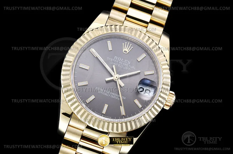 RMDJ0284B -DJ Midsize 31mm Pres Flt YG/YG Grey/Stk GMF A2824