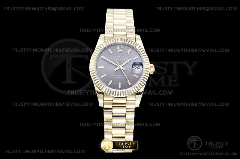 RMDJ0284B -DJ Midsize 31mm Pres Flt YG/YG Grey/Stk GMF A2824