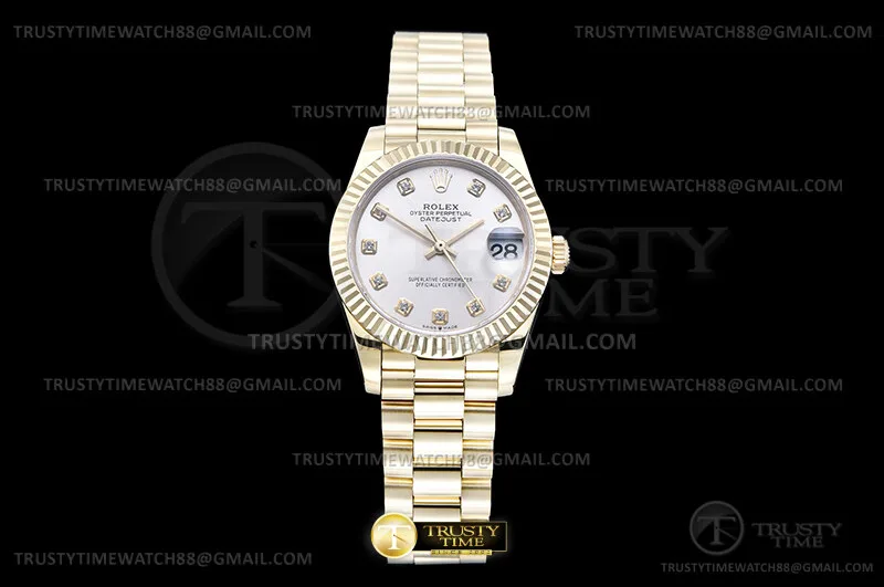 RMDJ0287H - DJ Midsize 31mm Pres Flt YG/YG Silv/Dia GMF A2824