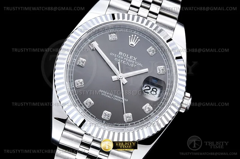 R2DJ0523D - DJ2 41mm Jub 904L Flt SS/SS Grey/Diam RWF JH3235-FS