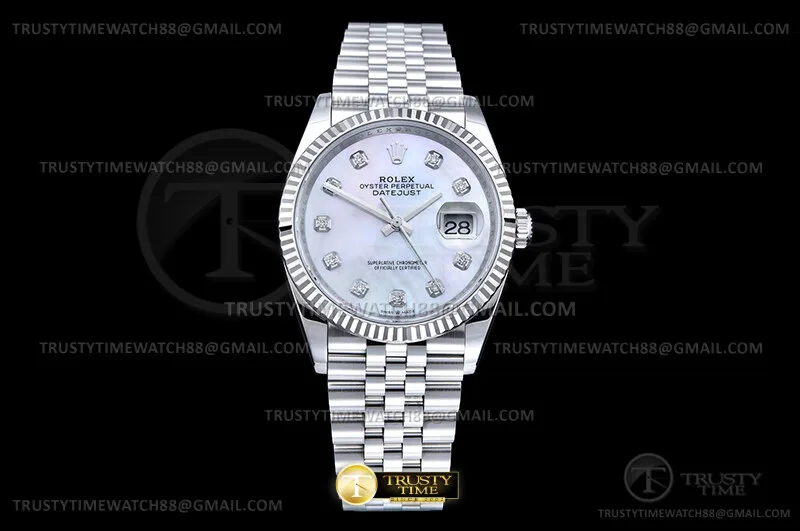RDJ0483 - DJ 36mm Jub Flt 904L SS/SS Wht MOP/Diam VSF VS3235