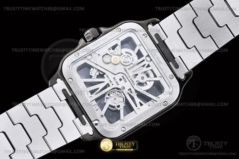 CAR0642D - Santos Cartier Skele 40mm PVD/SS Ske RICH V2 9611MC