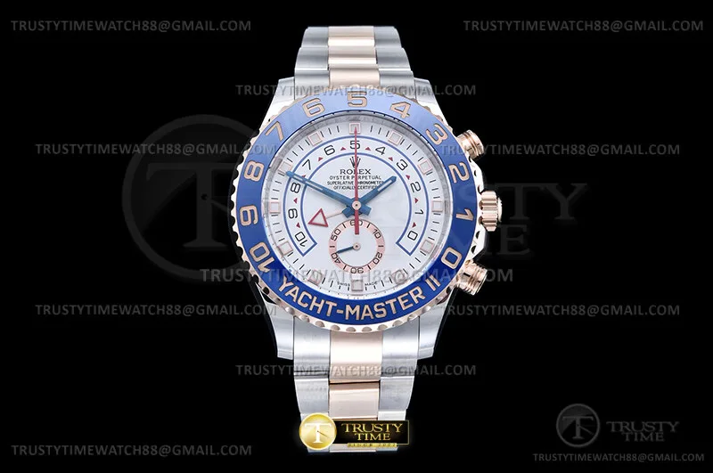 ROLYM283B - YachtMaster 116681 Blue RG/SS White KF V2 A7750 Mod