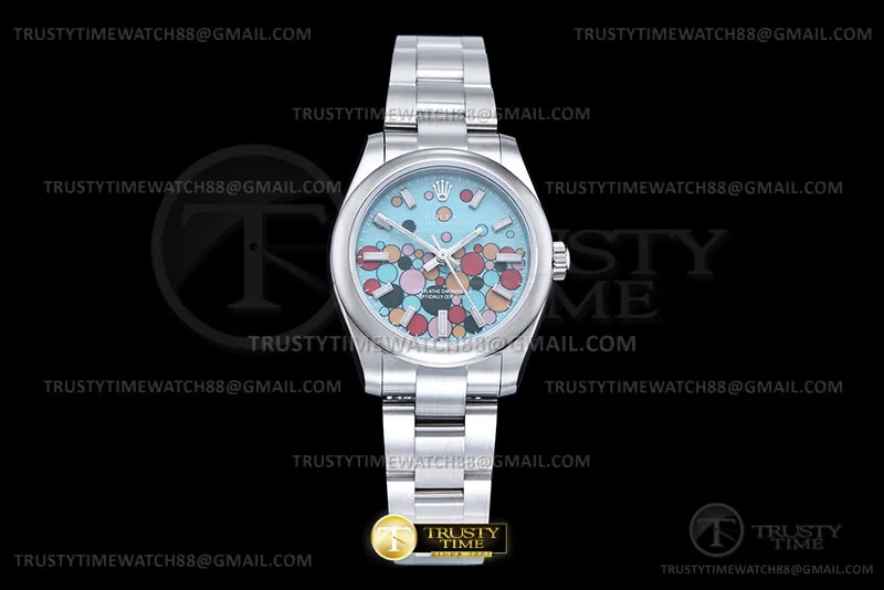 ROYP056G -Oyster Pert. 31mm 277200 SS/SS Bub.Blue DIWF A2813 Mod