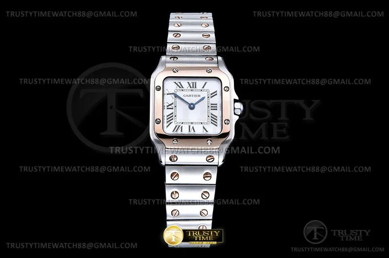 CAR0643C - Santos Galbee SM RG/SS Wht/Rmn BLF Swiss Qtz