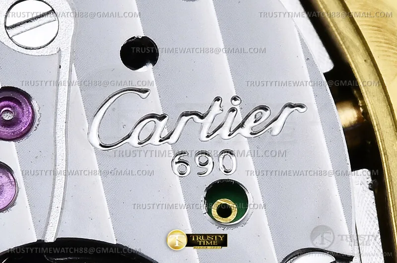 CAR0643D - Santos Galbee SM YG/YG Wht/Rmn BLF Swiss Qtz