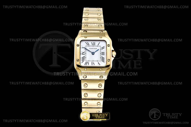 CAR0643D - Santos Galbee SM YG/YG Wht/Rmn BLF Swiss Qtz