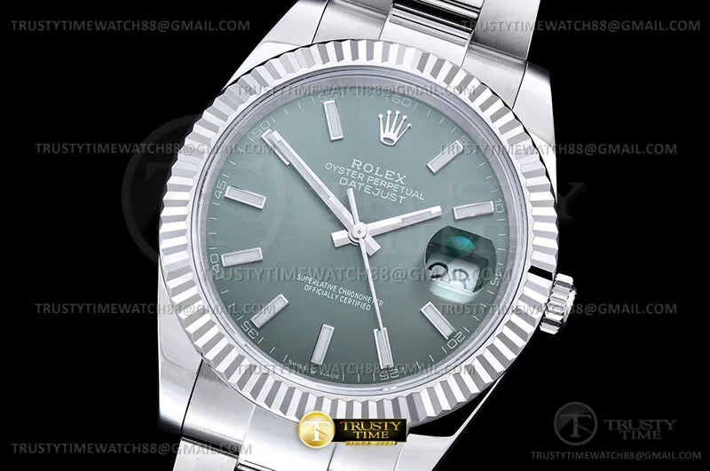 R2DJ0526F - DJ2 41mm Oys Flt 904L SS/SS Grn/Stk WKD JH3235-FS
