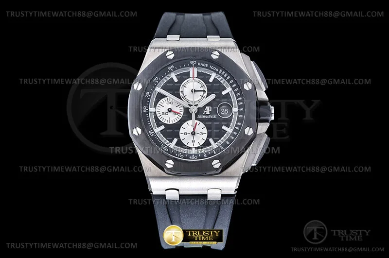 AP0977D - AP ROO Chrono 26400 Cer SS/RU Blk/Wht JF A3126 Mod
