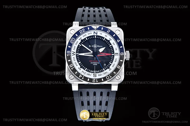 BR151A - Bell Ross BR03-93 GMT/COMP Blue/Blk SS/RU Blk WMF A2836