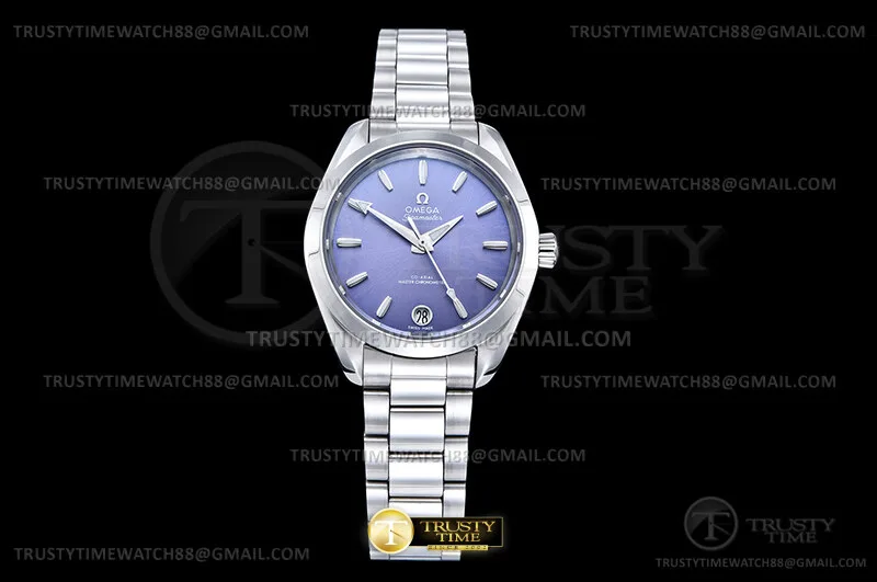OMG0945B- Aqua Terra 150M 34mm Ladies SS/SS Purple/Stk VS+ A8800