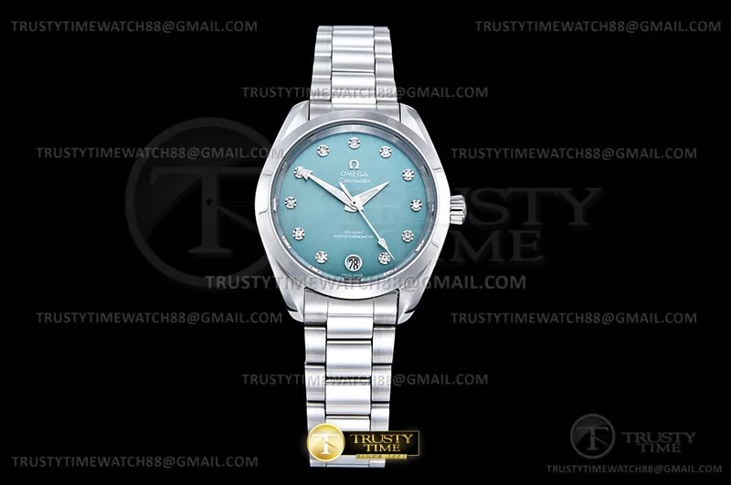 OMG0945E- Aqua Terra 150M 34mm Ladies SS/SS I.Blue/Dia VS+ A8800
